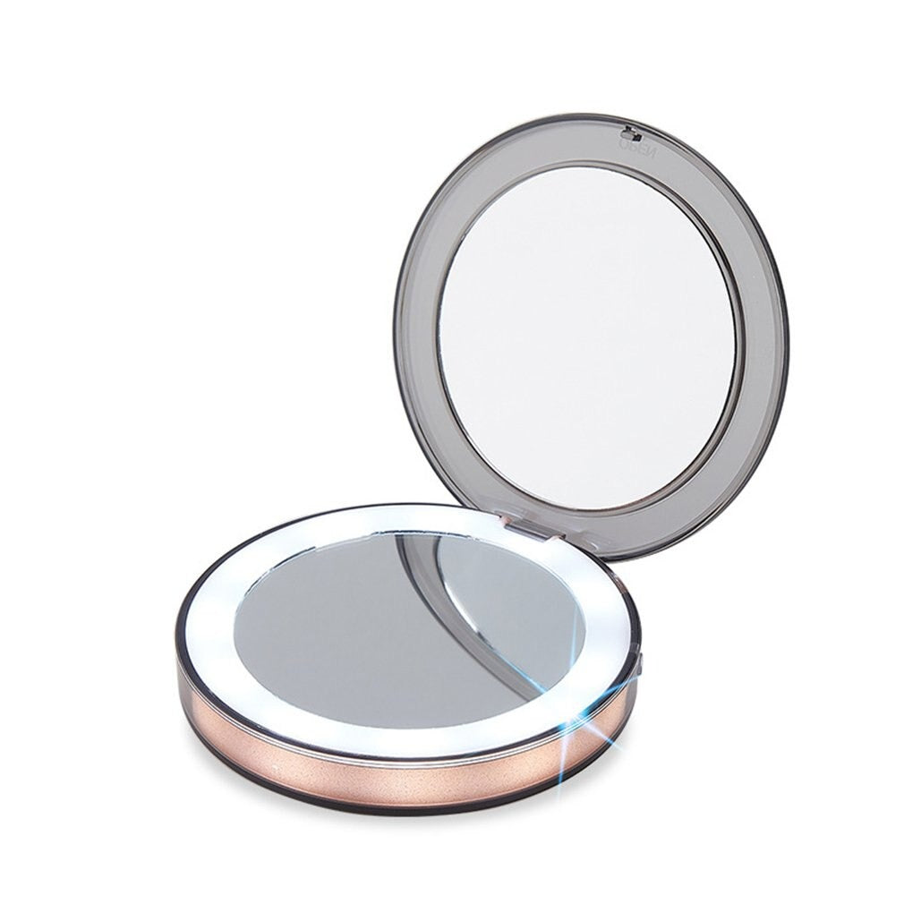All-IN-ONE Stylish Mini Compact Mirror and phone charger with LED light