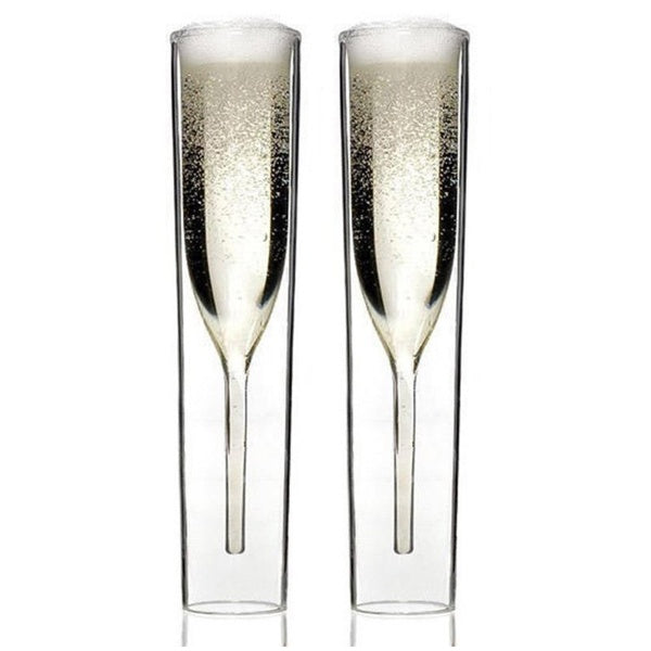 REMARKABLE Stylish Double-walled Champagne Flutes