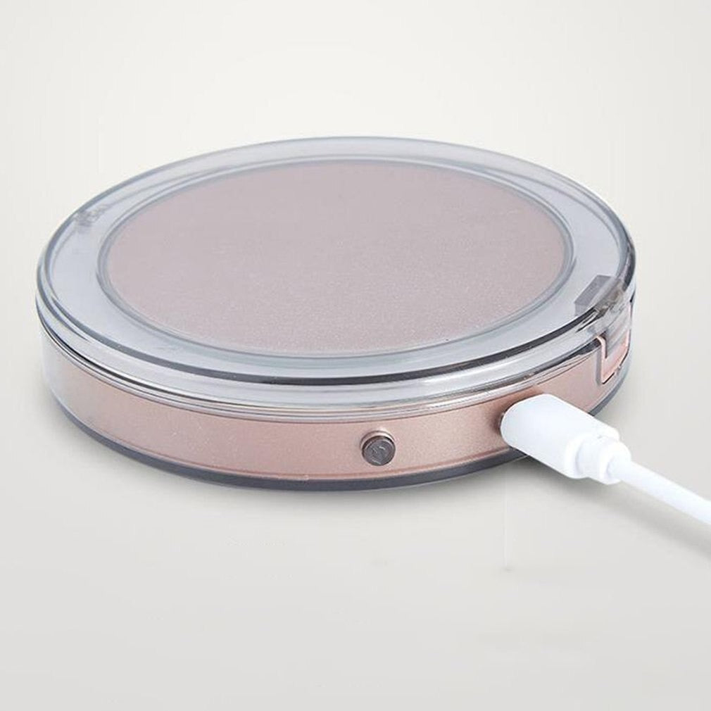 All-IN-ONE Stylish Mini Compact Mirror and phone charger with LED light